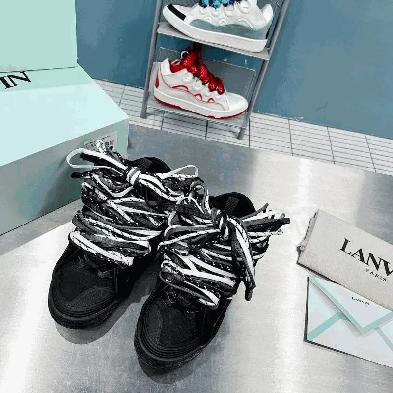 LANVIN Black Sneakers with Exaggerated Laces