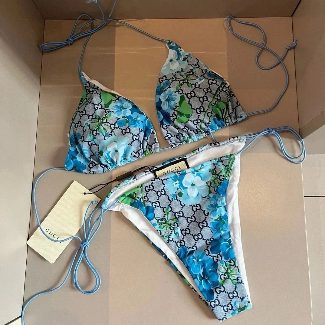 Gucci Floral Print Bikini Set with GG Pattern