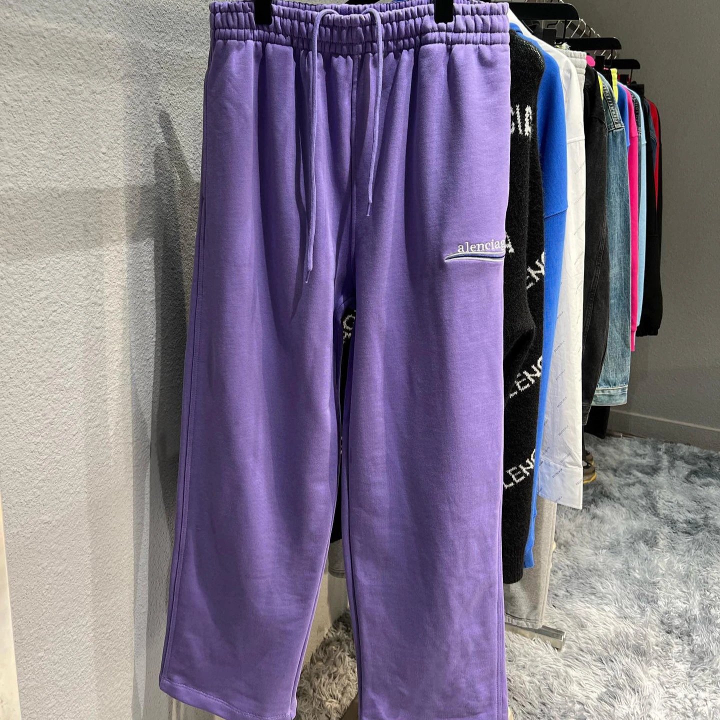 Purple Alenciag Logo Sweatpants for Women Casual Comfortable Pants