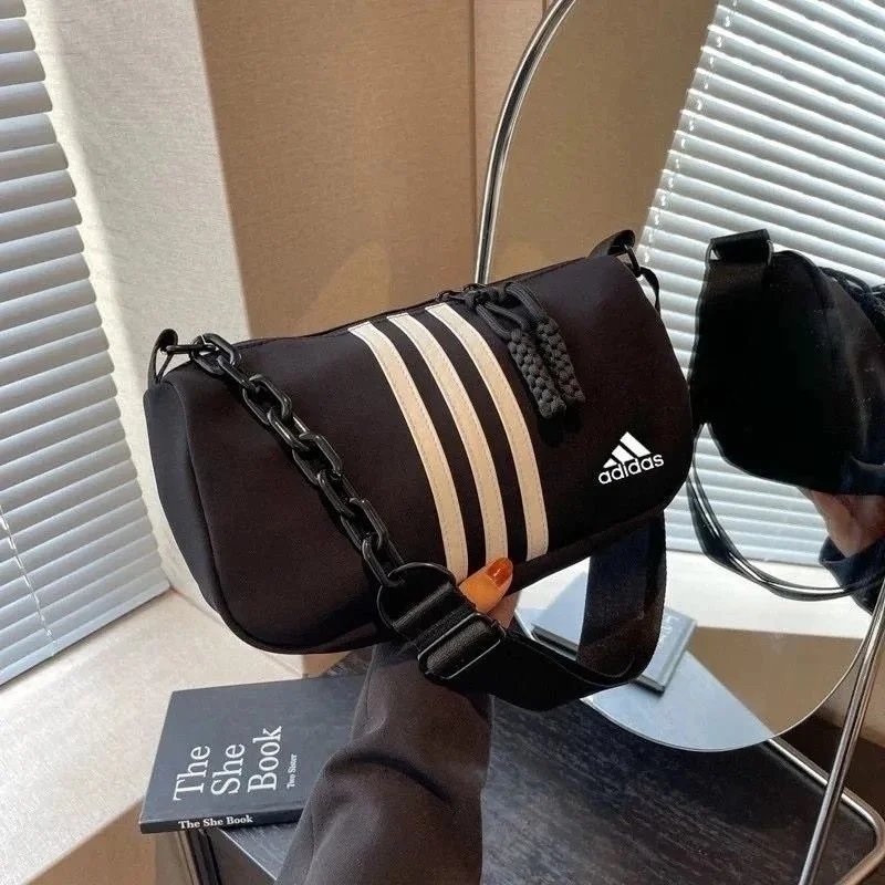 Adidas Black Crossbody Bag with Chain Strap and Three Stripes Design