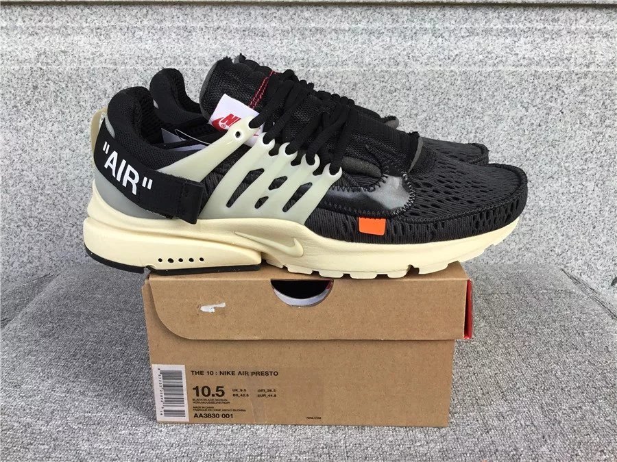 Nike Air Presto Black White Orange Sneakers Men's Size 10.5