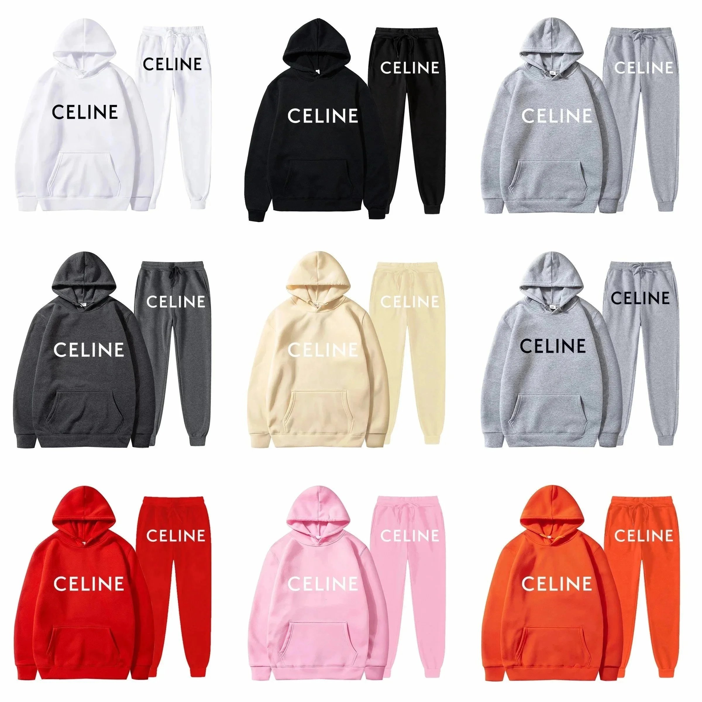 CELINE Hoodie and Sweatpants Set for Men Women Fashion Casual Outfits
