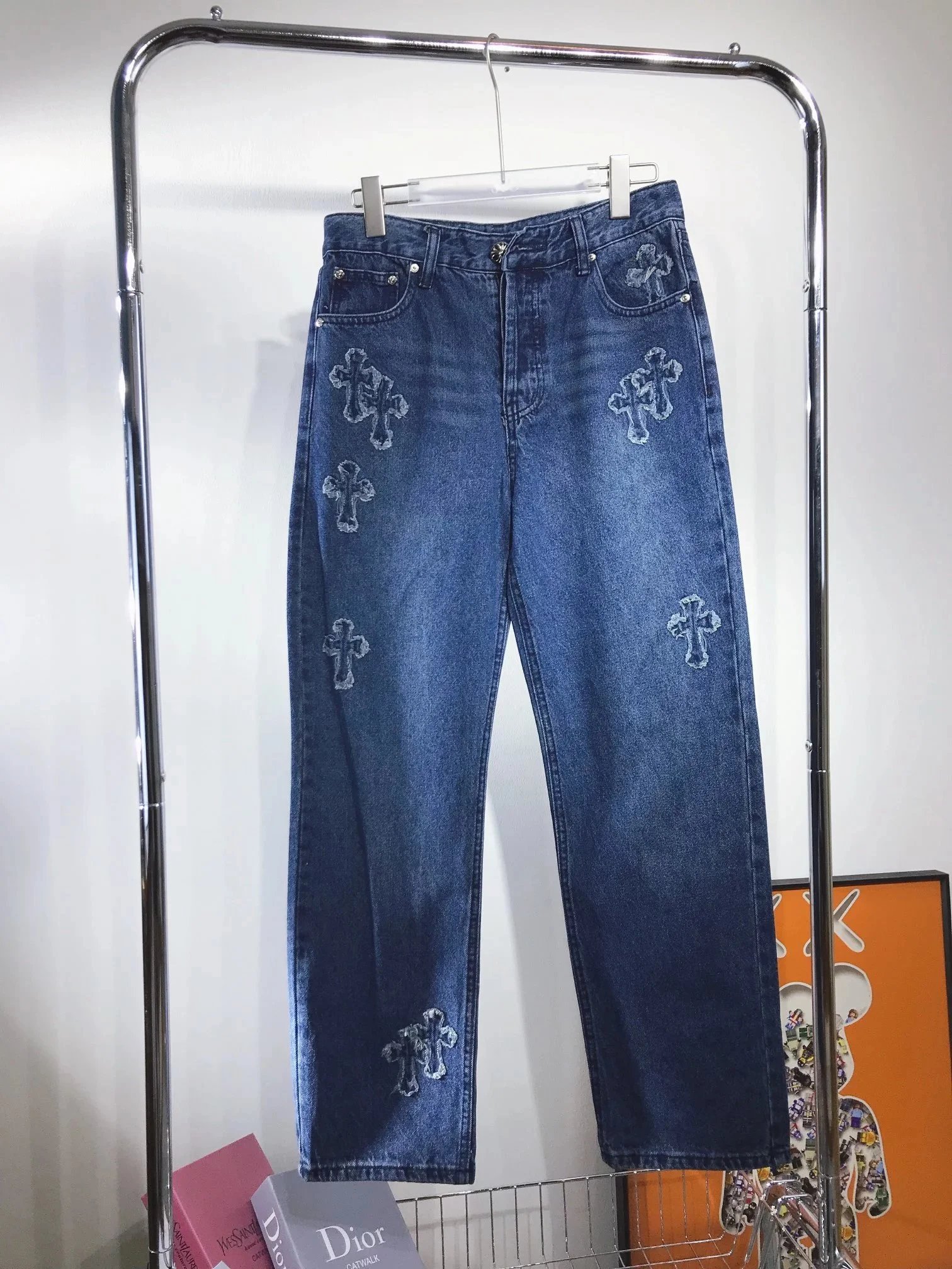 Dior Cross Embroidered Denim Jeans