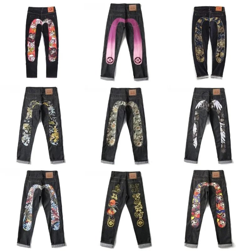 Embroidered Denim Pants with Unique Back Design