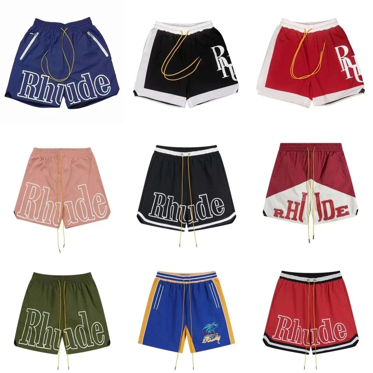 Rhude Logo Print Basketball Shorts for Men and Women