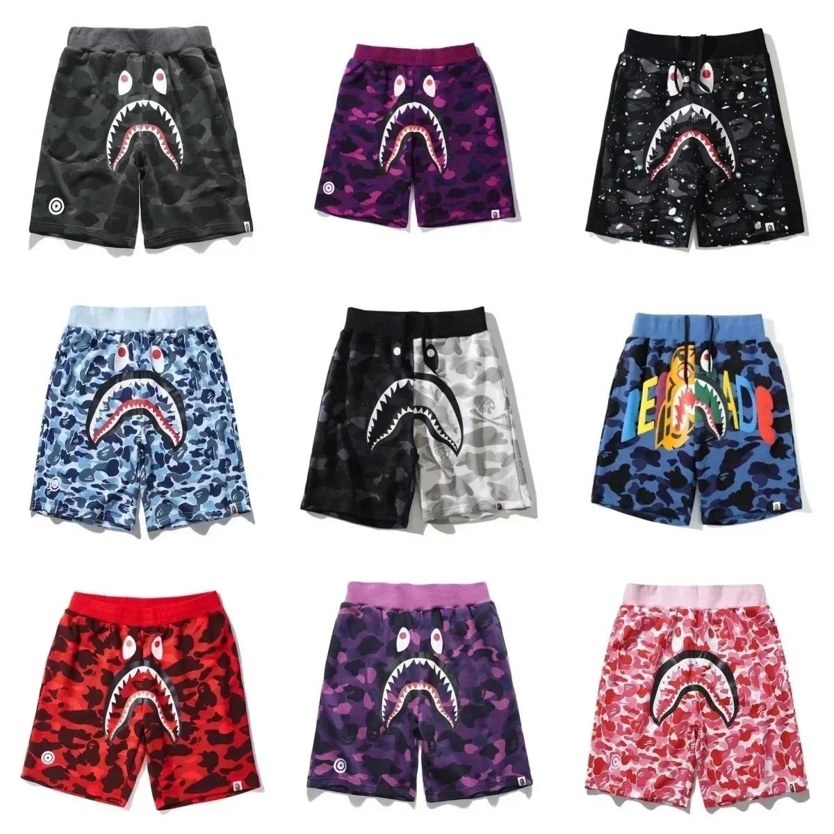 BAPE Shark Camo Shorts Men Streetwear Fashion