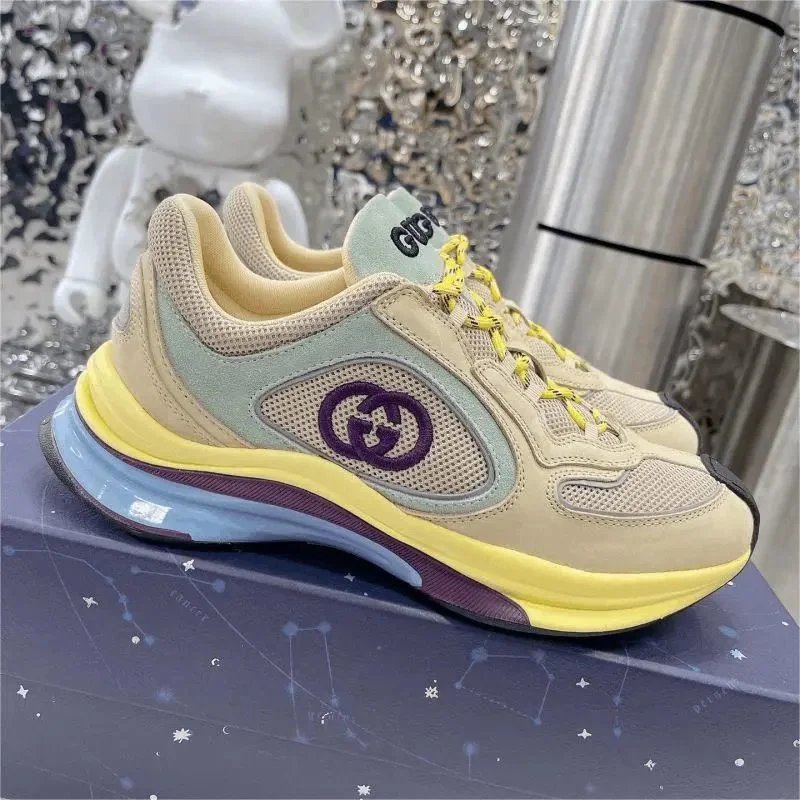 Gucci Rhyton Sneakers Beige Yellow Purple Mesh