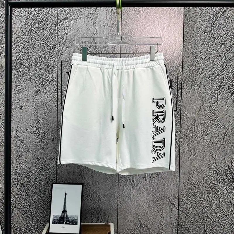 Prada White Logo Print Shorts for Men