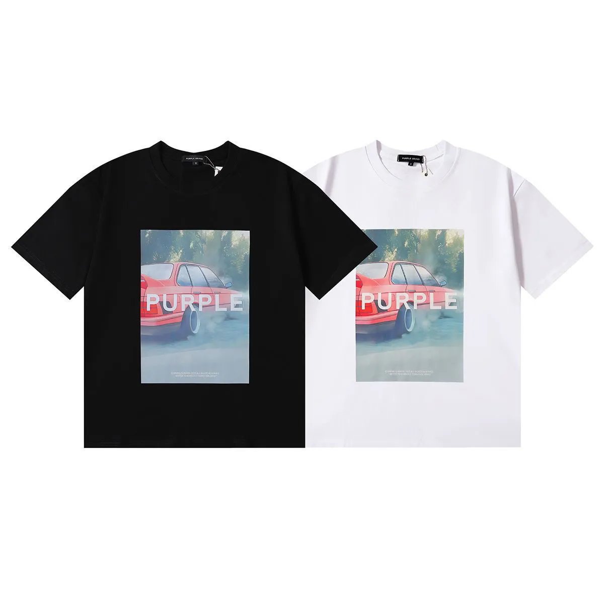 Purple Brand Car Print T-Shirt Men Women Streetwear Fashion Tee