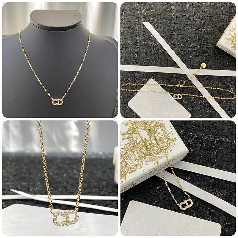 Elegant Gold Chain Necklace with Double C Pendant