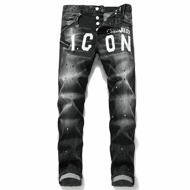 DSQUARED2 ICON Printed Black Jeans for Men