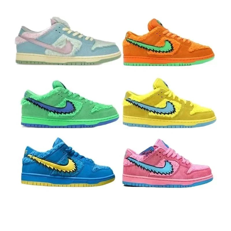 Nike Dunk Low x Grateful Dead联名款彩色毛绒运动鞋