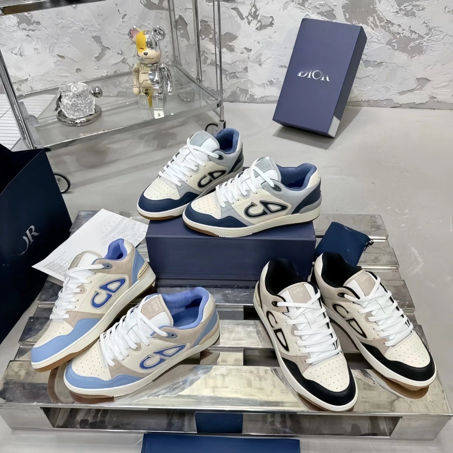 Dior CD Sneakers Low Top Fashion Leather Shoes