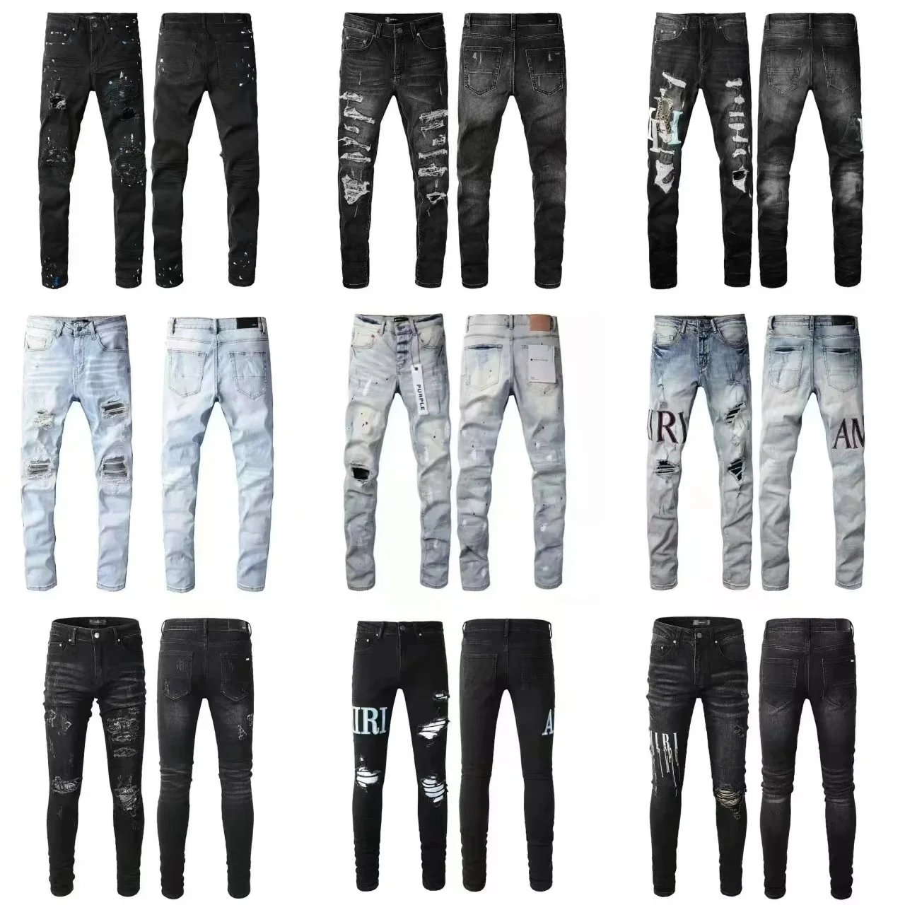 Men's Ripped Distressed Skinny Jeans Fashion Denim Pants
