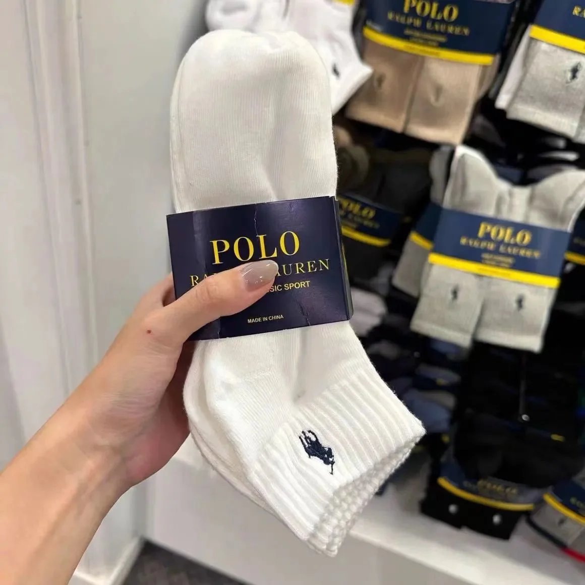 Polo Ralph Lauren Basic Sport Socks White Cotton Crew Socks