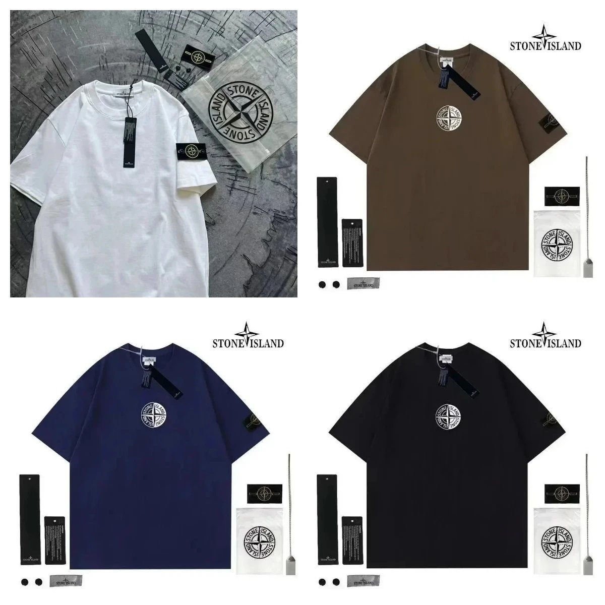 STONE ISLAND Logo Print T-Shirt Men's Casual Oversized Tee