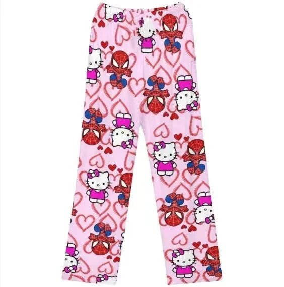 Hello Kitty and Spider-Man Printed Pink Pants for Kids