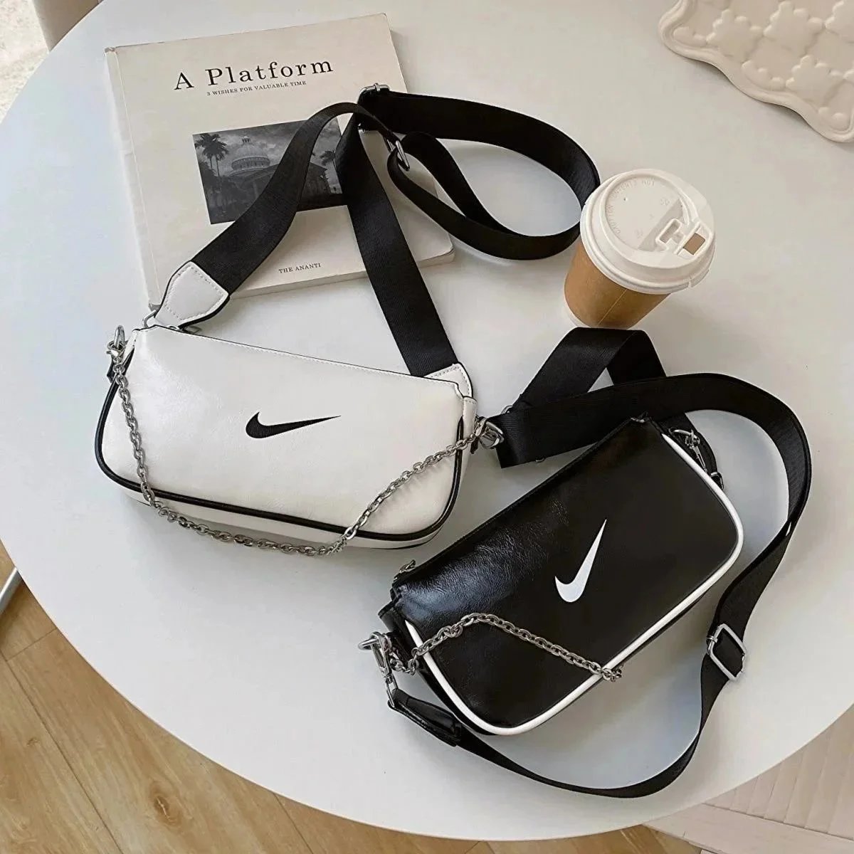 Nike Crossbody Bag Women Fashion Shoulder Bag with Chain Strap