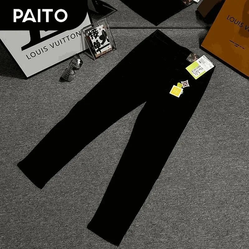 PAITO Black Straight Leg Pants Fashion Casual Wear