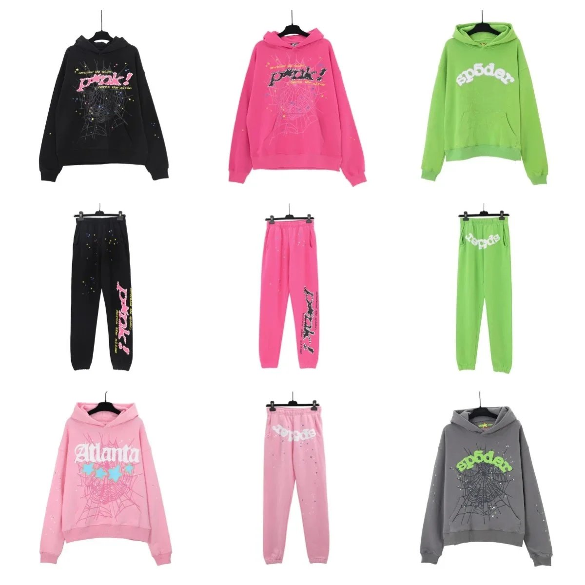 Sp6der Hoodies and Sweatpants Set for Women - Trendy Streetwear Outfits