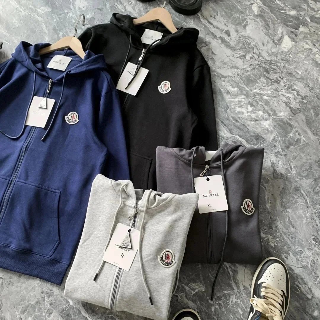 Moncler Zip Hoodie Sweatshirt Men Women Fashion Logo Patch Casual Hoodies