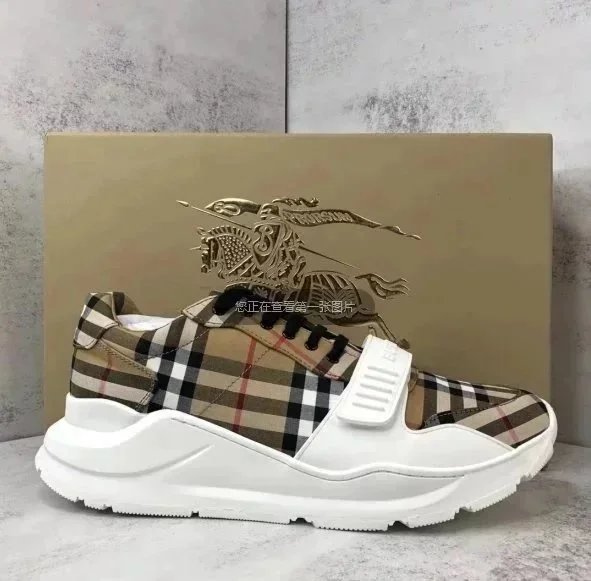 Burberry Check Pattern Sneakers with White Sole