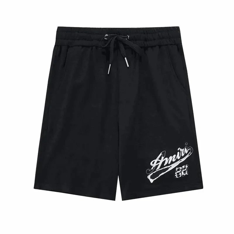 Amiri Black Logo Print Cotton Shorts