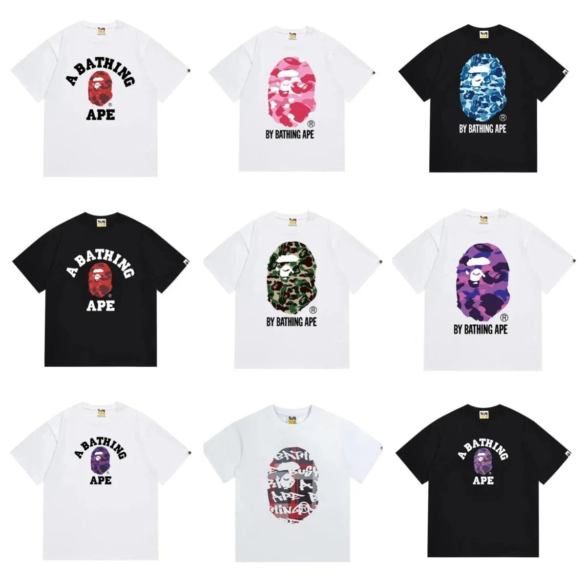 A Bathing Ape T-Shirts Collection - Camo & Logo Designs