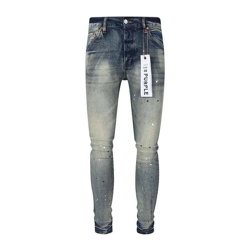 Men's Distressed Skinny Fit Jeans with Rhinestone Details