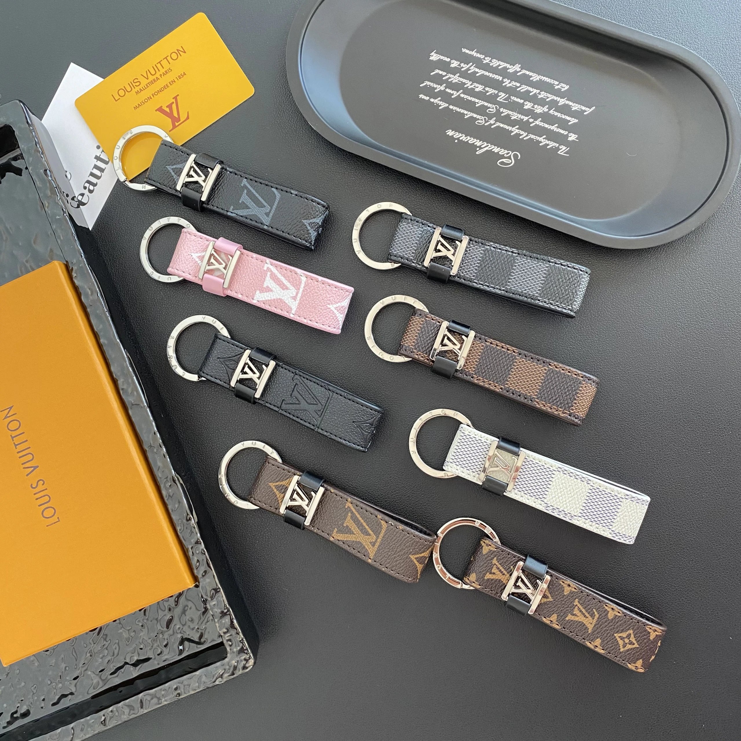 Louis Vuitton Leather Key Chains Monogram Pattern Key Rings