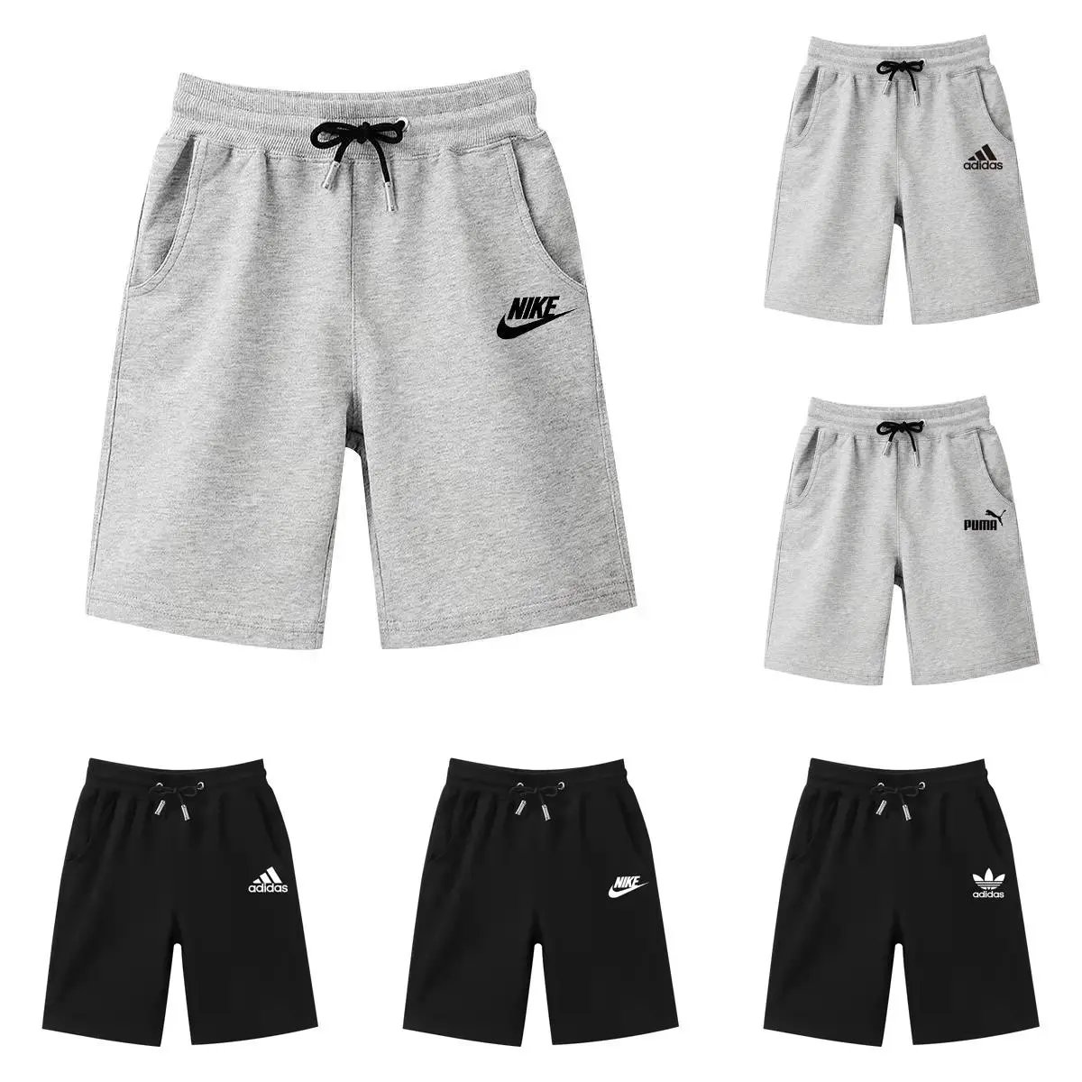 Nike Men's Gray Sweat Shorts with Drawstring and Side Pockets