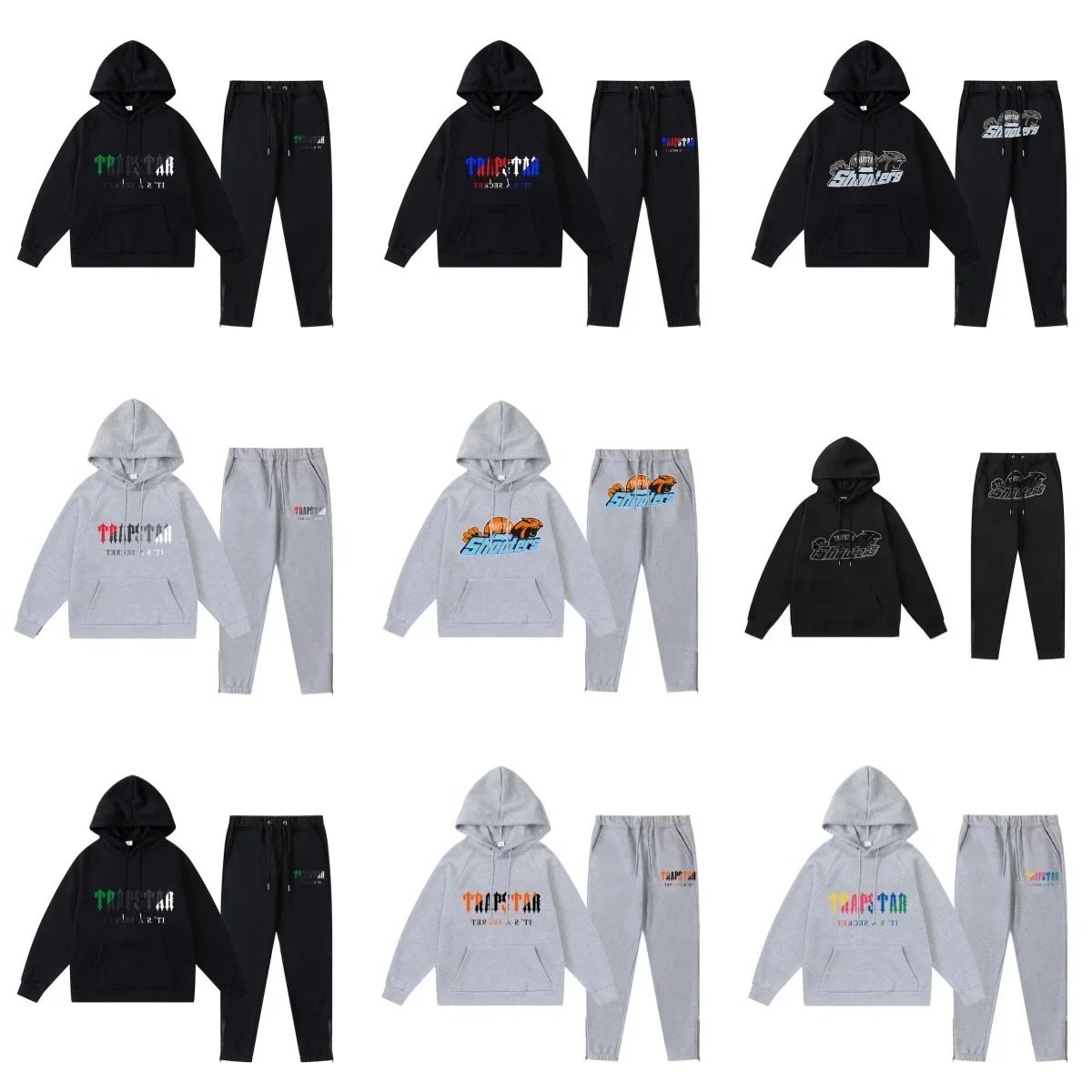 TRAPSTAR Hoodie and Pants Set for Men Women Fashion Streetwear Sweatshirt Tracksuit
