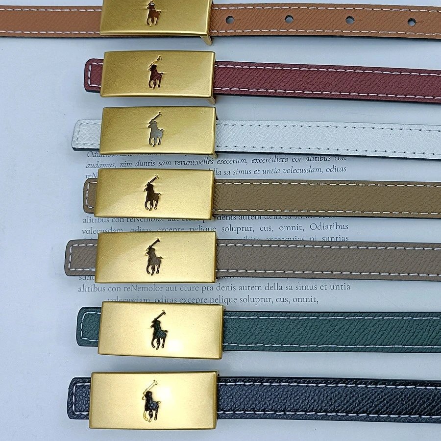 Polo Ralph Lauren Leather Belt with Gold Tone Buckle