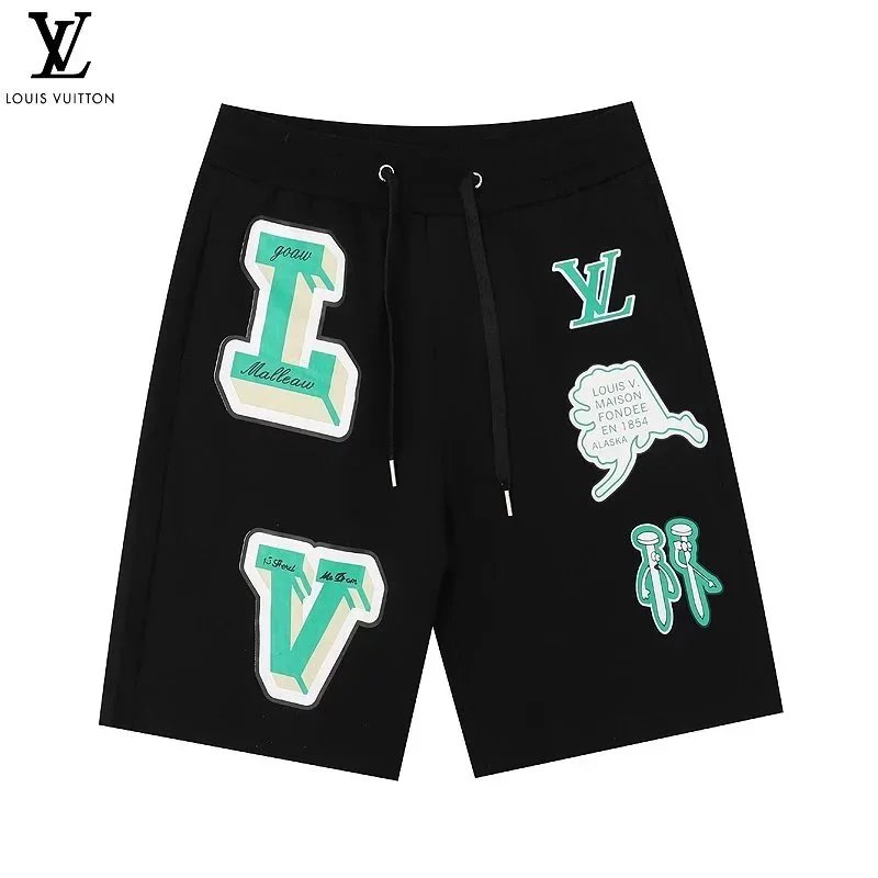 Louis Vuitton Black Graphic Print Shorts with LV Monogram