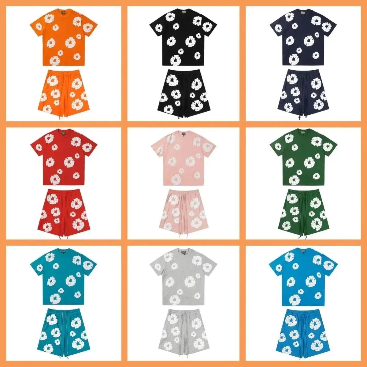 Floral Print T-Shirt and Shorts Set for Men