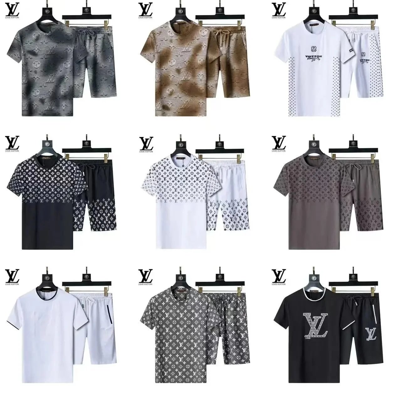 LV Men's Fashion T-Shirt and Shorts Set Casual Wear