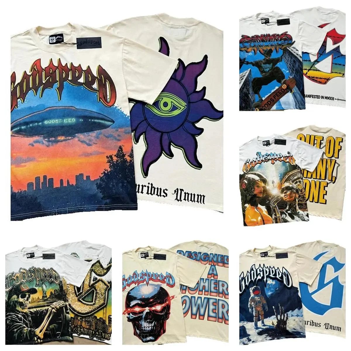 Godspeed T-Shirts Collection - Vintage Graphic Tees with UFO, Skull, and Space Designs