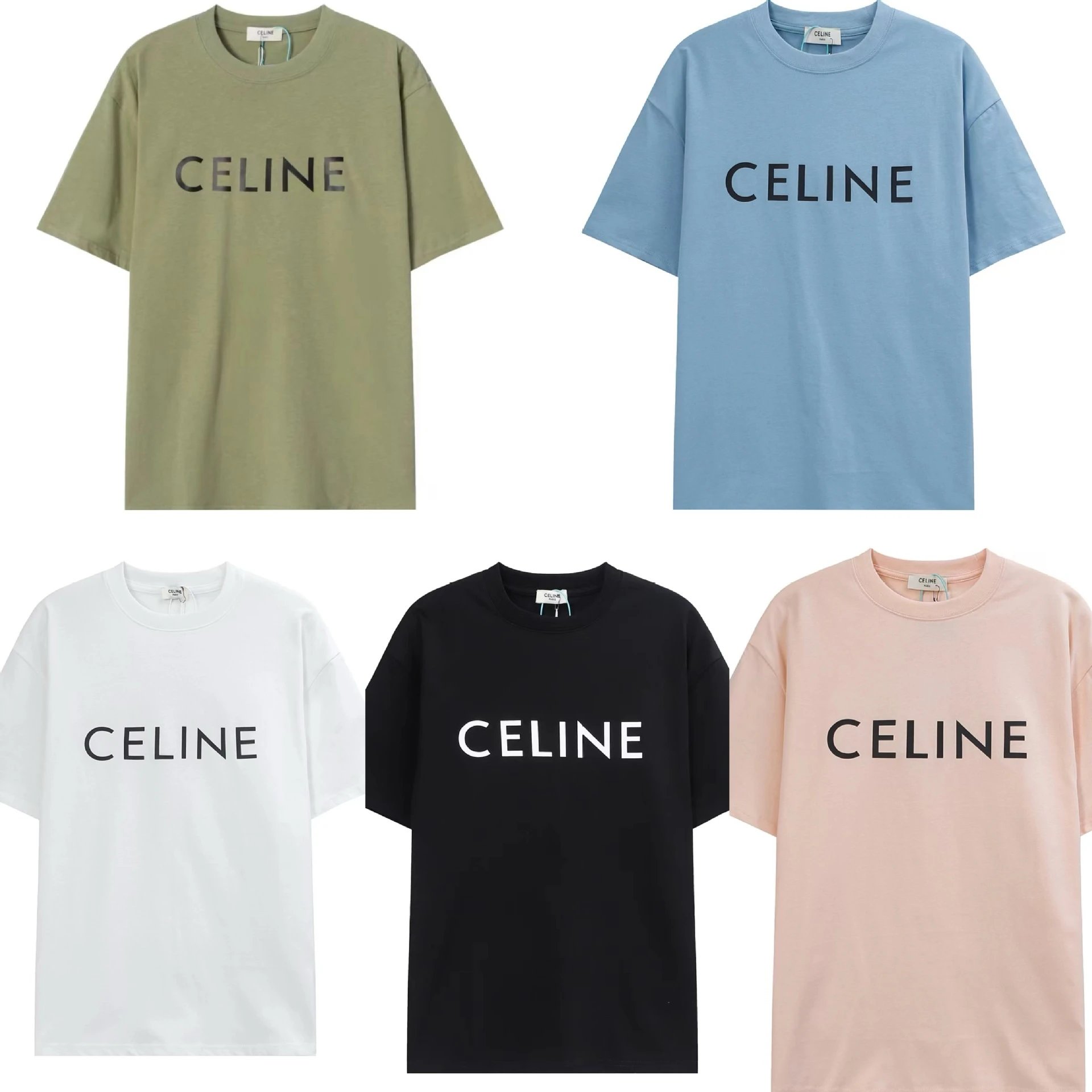 CELINE Logo Print T-Shirt Unisex Oversized Cotton Tee