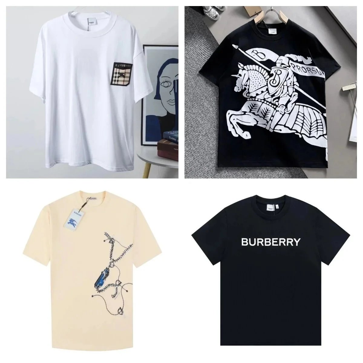 Burberry T-Shirts Men's Fashion Logo Print Casual Tops