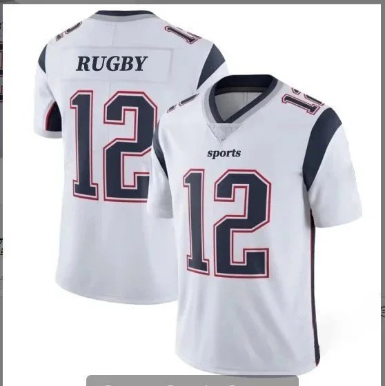 White Rugby Jersey Number 12 Sports Team Uniform