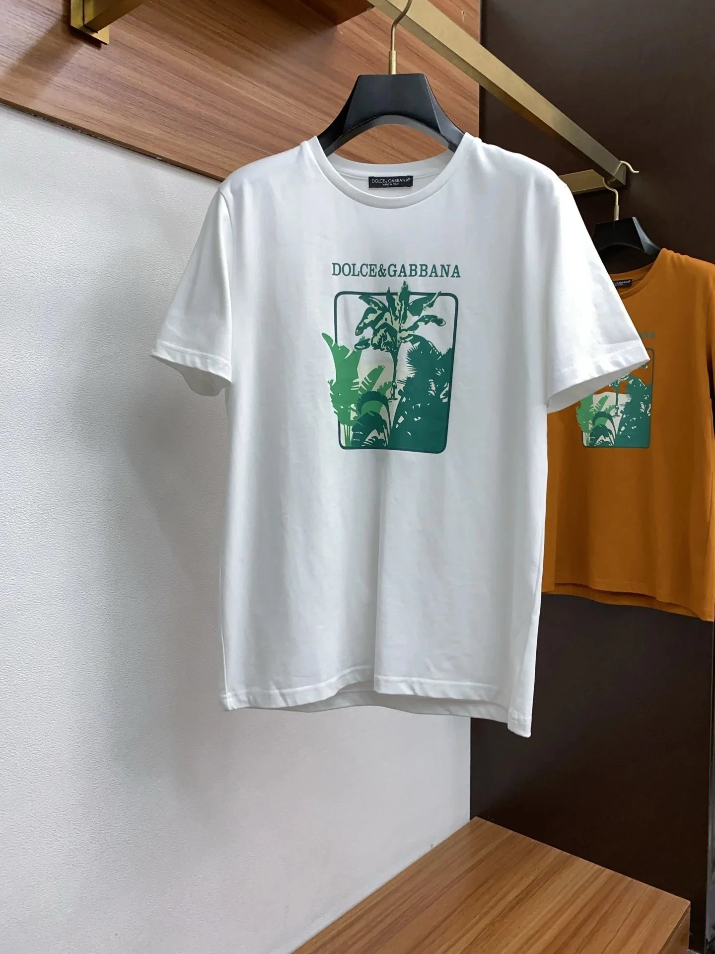 Dolce&Gabbana White T-Shirt with Tropical Print