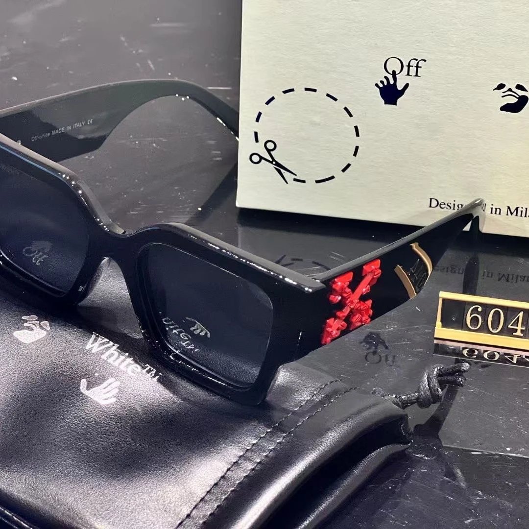Off-White 604 Sunglasses Black Red Logo Design