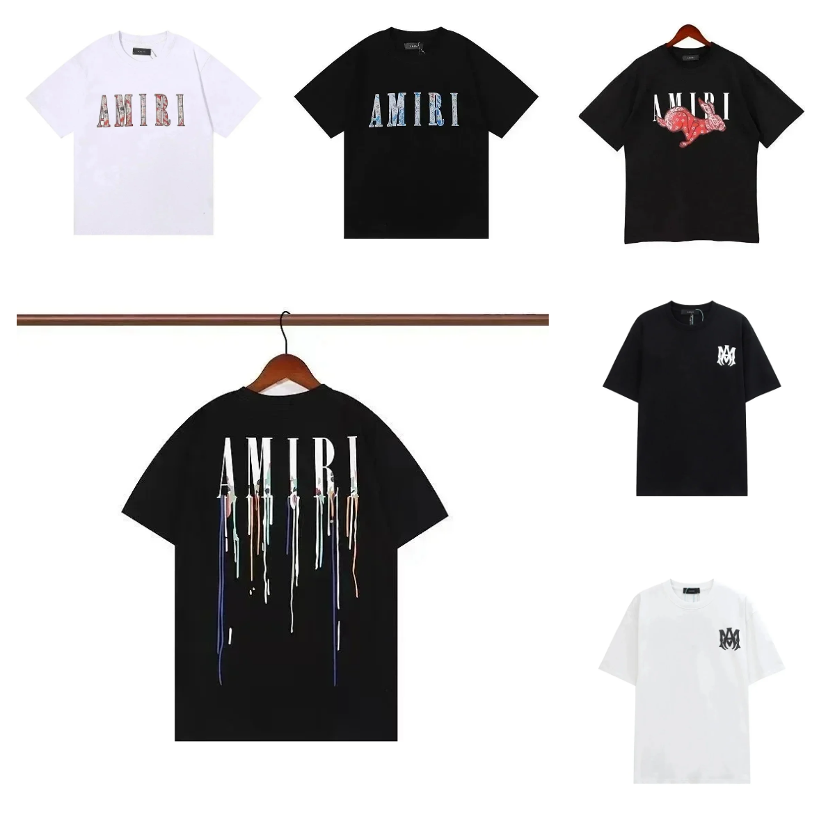 AMIRI T-Shirts Men's Fashion Streetwear Logo Print Tee