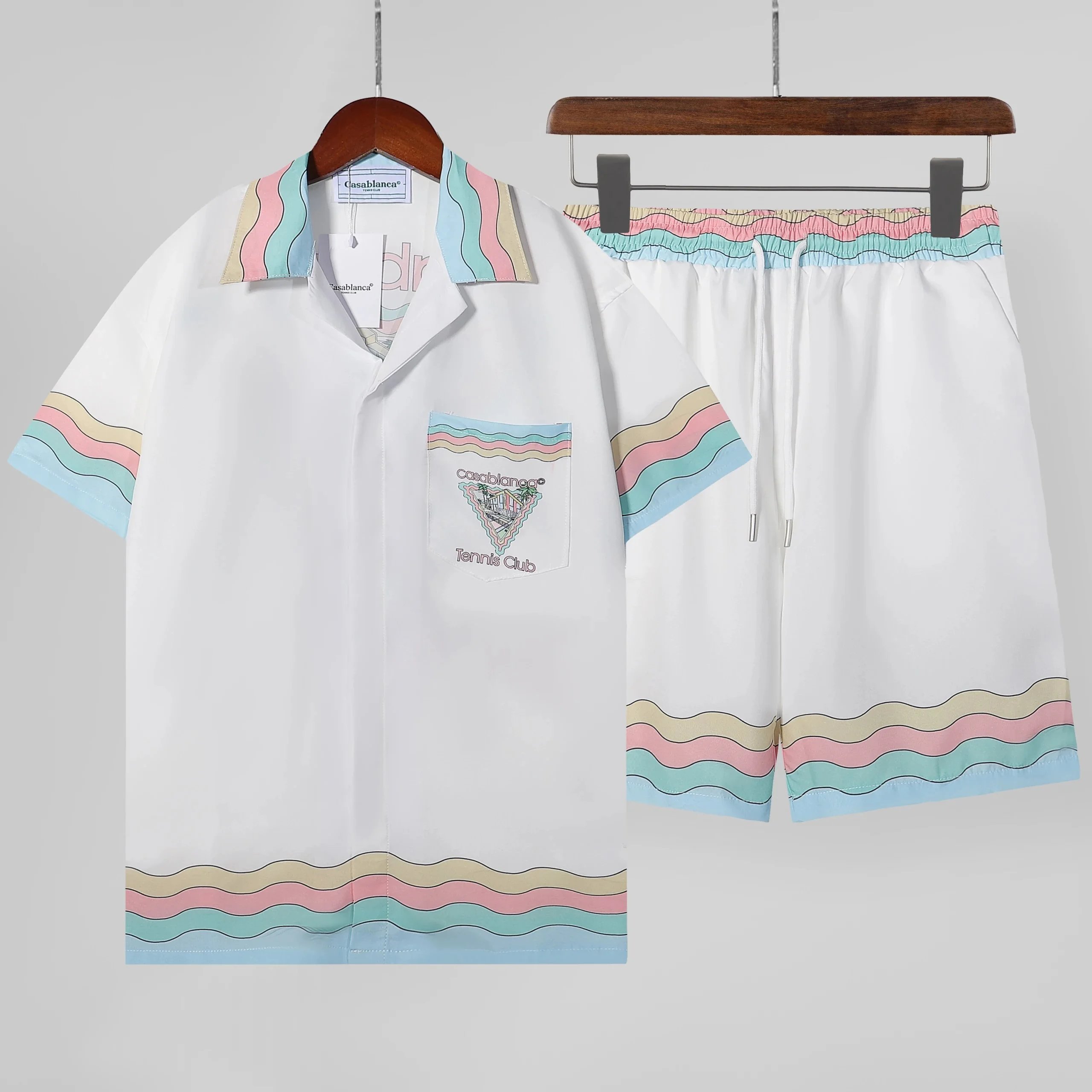 Casablanca Tennis Club White Short Sleeve Shirt and Shorts Set