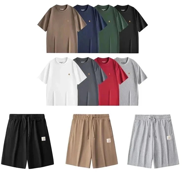 Men's Basic T-Shirts and Shorts Set Comfortable Cotton Outfit