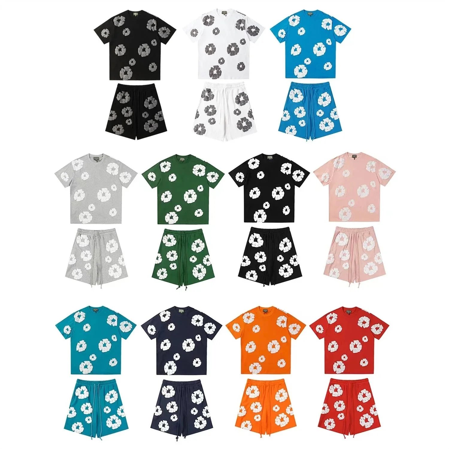 Floral Print T-Shirt and Shorts Set for Men