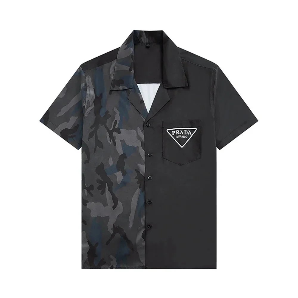 Prada Camouflage Short Sleeve Shirt Men's Fashion