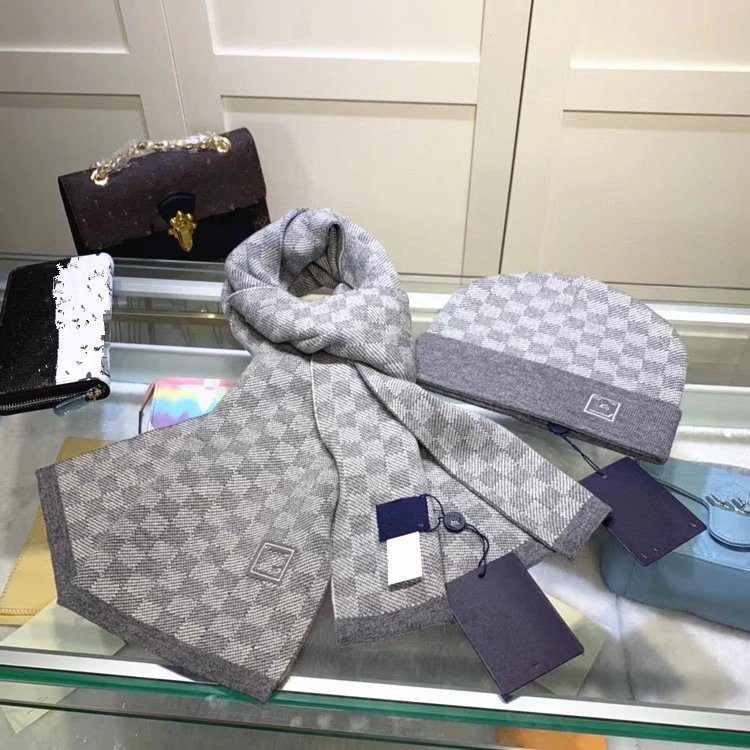 Louis Vuitton Damier Check Scarf and Beanie Set