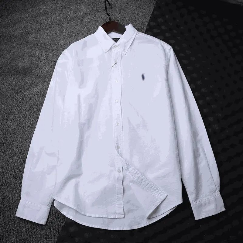 White Long Sleeve Button Down Shirt Men's Classic Fit Cotton
