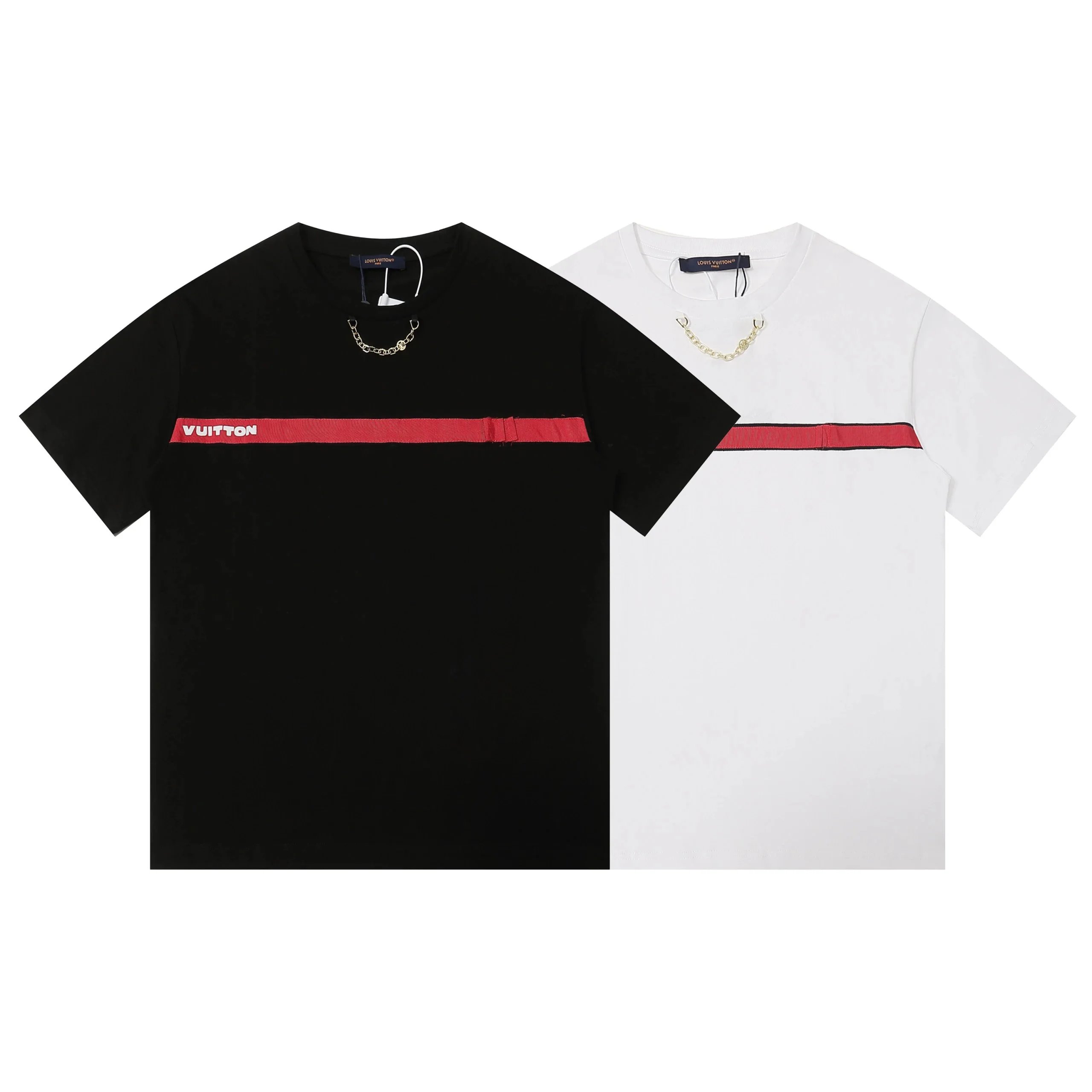Louis Vuitton T-Shirt with Red Stripe Logo Design